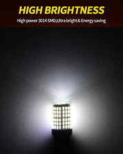 Automaze 1156 BA15S 180 Degree P21W Led Turn Signal Bulb, Front Rear Backup Light, Canbus Error Free, 2800Lumen 3014 Chipset 144SMD (Pack of 2)