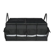 Automaze Trunk Organiser For Cars & SUV's, Foldable 3 Compartment Automotive Storage Box With 10 Pockets, Anti-Slip Velcro, Portable Boot Organiser With Top Lid