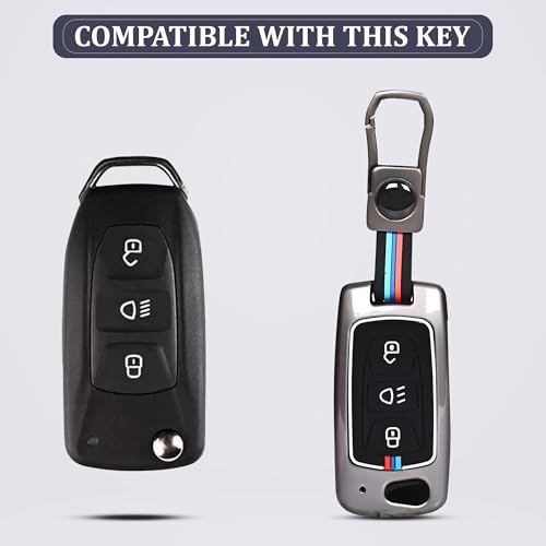 Automaze Metal 3 Button Flip Key Cover Compatible with Tata Cars with 3 Front Buttons, Model B3