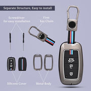 Automaze Metal 4 Button Keyless Cover Compatible with Kia Cars with 3 Front Buttons (Zinc Alloy + Silicone, 4 Button), Kia-A3 Model