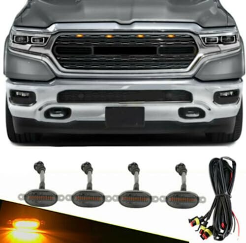 Automaze 4 Pc Grill Light Waterproof Car Led Grille Lights Ultra Bright Raptor Style Grill Light Universal for Car, Truck, SUV