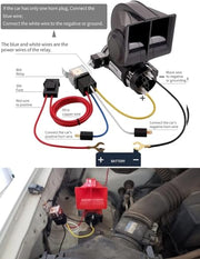 Automaze Car Air Horn 12V With Compressor and Relay, Wiring Compact Auto Nautilus Super Loud Kit for Truck Car Motorcycle
