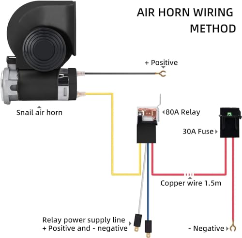 Automaze Car Air Horn 12V With Compressor and Relay, Wiring Compact Auto Nautilus Super Loud Kit for Truck Car Motorcycle