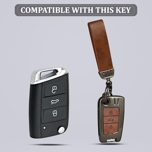 Automaze Metal 3 Button Flip Key Cover Compatible with Volkswagen Cars with 3 Front Buttons, Model B3