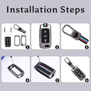 Automaze Metal 3 Button Flip Key Cover Compatible with Tata Cars with 3 Front Buttons, Model B3