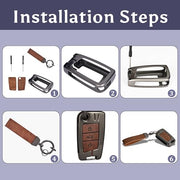 Automaze Metal 3 Button Flip Key Cover Compatible with Volkswagen Cars with 3 Front Buttons, Model B3