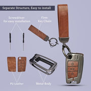 Automaze Metal 3 Button Flip Key Cover Compatible with Volkswagen Cars with 3 Front Buttons, Model B3