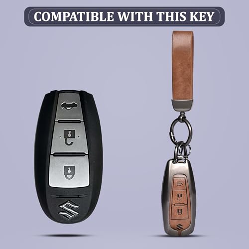 Automaze Metal 3 Button Keyless Key Cover Compatible with Suzuki Cars with 3 Front Buttons, Model A3B
