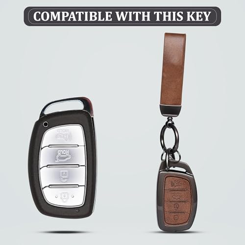 Automaze Metal 4 Button Keyless Key Cover Compatible with Hyundai Cars with 4 Front Buttons, Model A4A