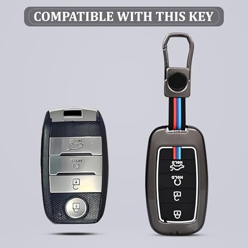 Automaze Metal 4 Button Keyless Cover Compatible with Kia Cars with 4 Front Buttons, Model A4B