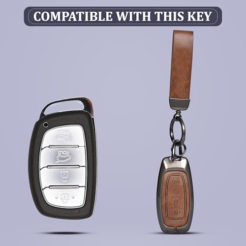 Automaze Metal 4 Button Keyless Key Cover Compatible with Hyundai Cars with 4 Front Buttons, Model D4A