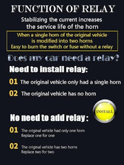 Automaze Car Air Horn 12V With Compressor and Relay, Wiring Compact Auto Nautilus Super Loud Kit for Truck Car Motorcycle