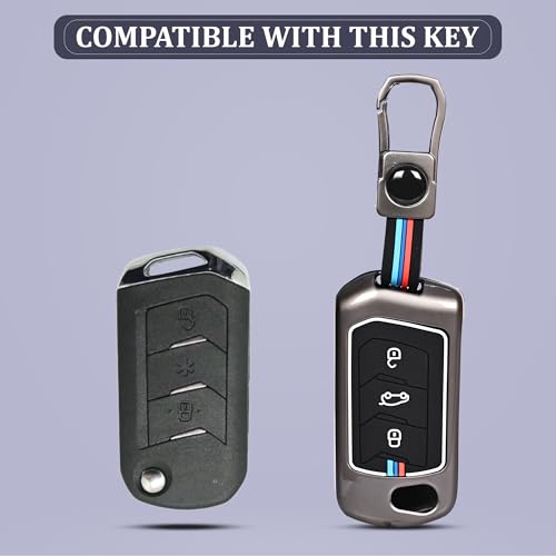 Automazd Metal 3 Button Flip Key Cover Compatible with Mahindra Scorpio, Marazzo | XUV 300, XUV 700 | XUV 400 EV | Bolero | Thar | TUV