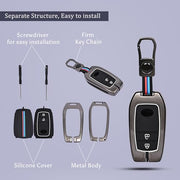 Automaze Metal 2 Button Flip Key Cover Compatible with Toyota Cars with 2 Front Buttons, Model A2