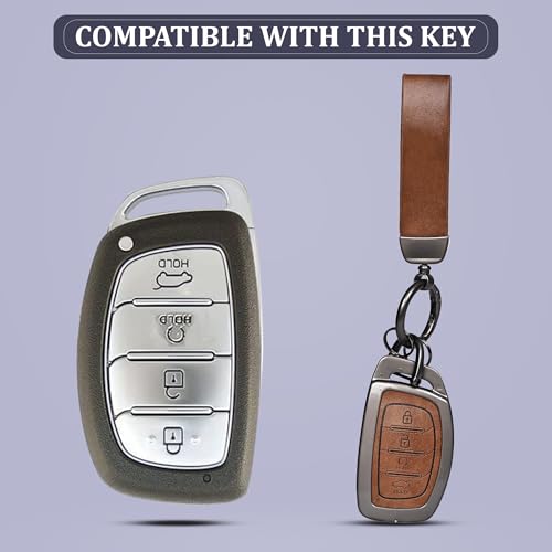 Automaze Metal 4 Button Keyless Key Cover Compatible with Hyundai Cars with 4 Front Buttons, Model A4B