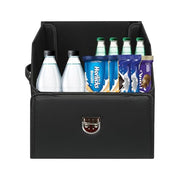 Automaze Car Trunk Organizer, PU Leather Trunk Cargo Organizer, Collapsible Portable Car Storage Organizer SUV, Grocery, Camping