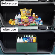Automaze Car Trunk Organizer, PU Leather Trunk Cargo Organizer, Collapsible Portable Car Storage Organizer SUV, Grocery, Camping