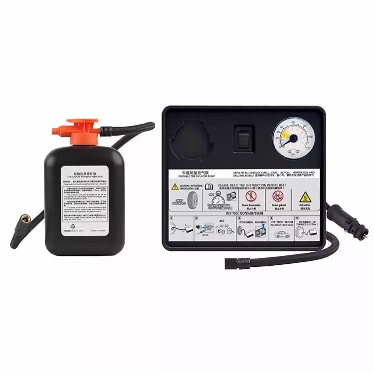 Automaze 12V Electric Car Tire tyre Repair Emergency Kit with Air Pump and Sealant, AM-1613T