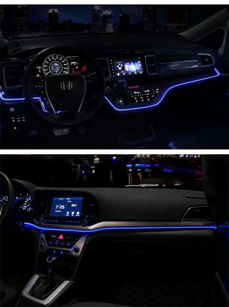 Automaze 7 in 1 Multicolor Car Interior RGB Ambient Atmosphere Light EL Wire Kit, USB powered, 3 Meters Optic Strip