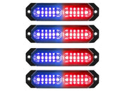 Automaze 4 X 12 LED Each Car Emergency Strobe Flasher Hazard Lights Surface Mount Grill Light Warning External Light for Vehicle Truck Trailer Van DC12-24V Red Blue