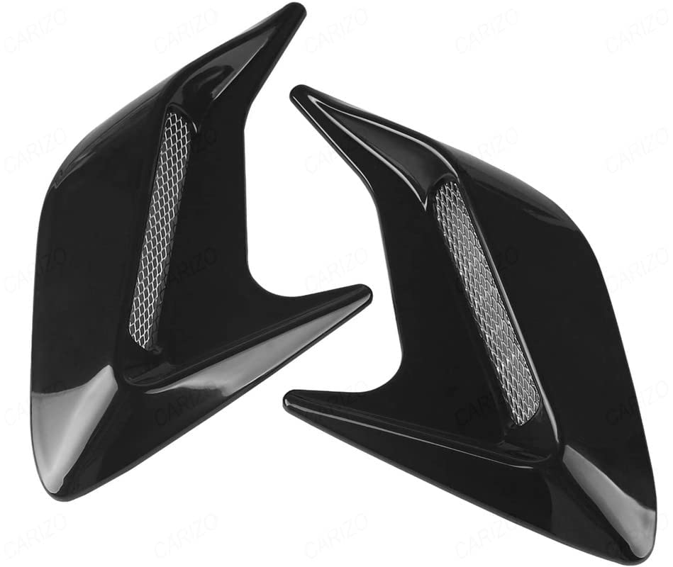 Automaze 2pc Car Air Flow Intake Decorative Side Vent Hood Cover Universal Air Flow Vent Protection Cover (Carbon Fibre)