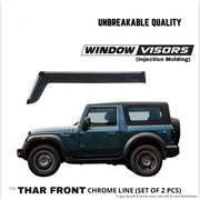Automaze Side Wind-ow Deflector Rain Door Visor Compatible for Mahindra Thar 2020+ Models| Chrome/Silver Line, Warranty, Set of 2 Pc, Unbreakable Material