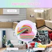 Automaze Rainbow Dish Cleaning Sponge Rainbow Rag, Reusable Double Sided Dish Sponge 12-Layer Microfiber Cloth Scrub Sinks,Pots, Pans for Car, Glass, Furniture Kitchen Scrubber for Dishes
