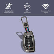 Automaze Metal 4 Button Flip Key Cover Compatible with Hyundai Cars With 4 Front Buttons, Model B4A