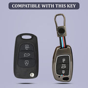 Automaze Metal 3 Button Flip Key Cover Compatible with Hyundai Cars With 3 Front Buttons, Model B3B