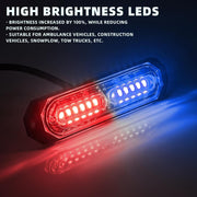 Automaze 4 X 12 LED Each Car Emergency Strobe Flasher Hazard Lights Surface Mount Grill Light Warning External Light for Vehicle Truck Trailer Van DC12-24V Red Blue