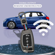 Automaze Metal 4 Button Flip Key Cover Compatible with Hyundai Cars With 4 Front Buttons, Model B4A