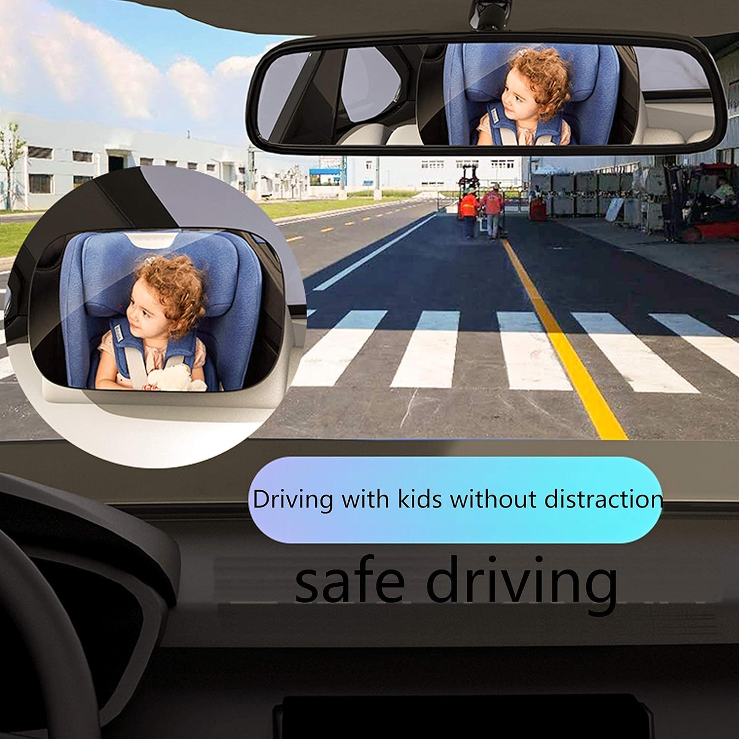 Automaze Car Mirror Baby Rear Facing Seat, Car Seat Glass Mirror for Rear Facing Baby Seat, Ultra Stable and Adjustable 360° Clear View for Backseat