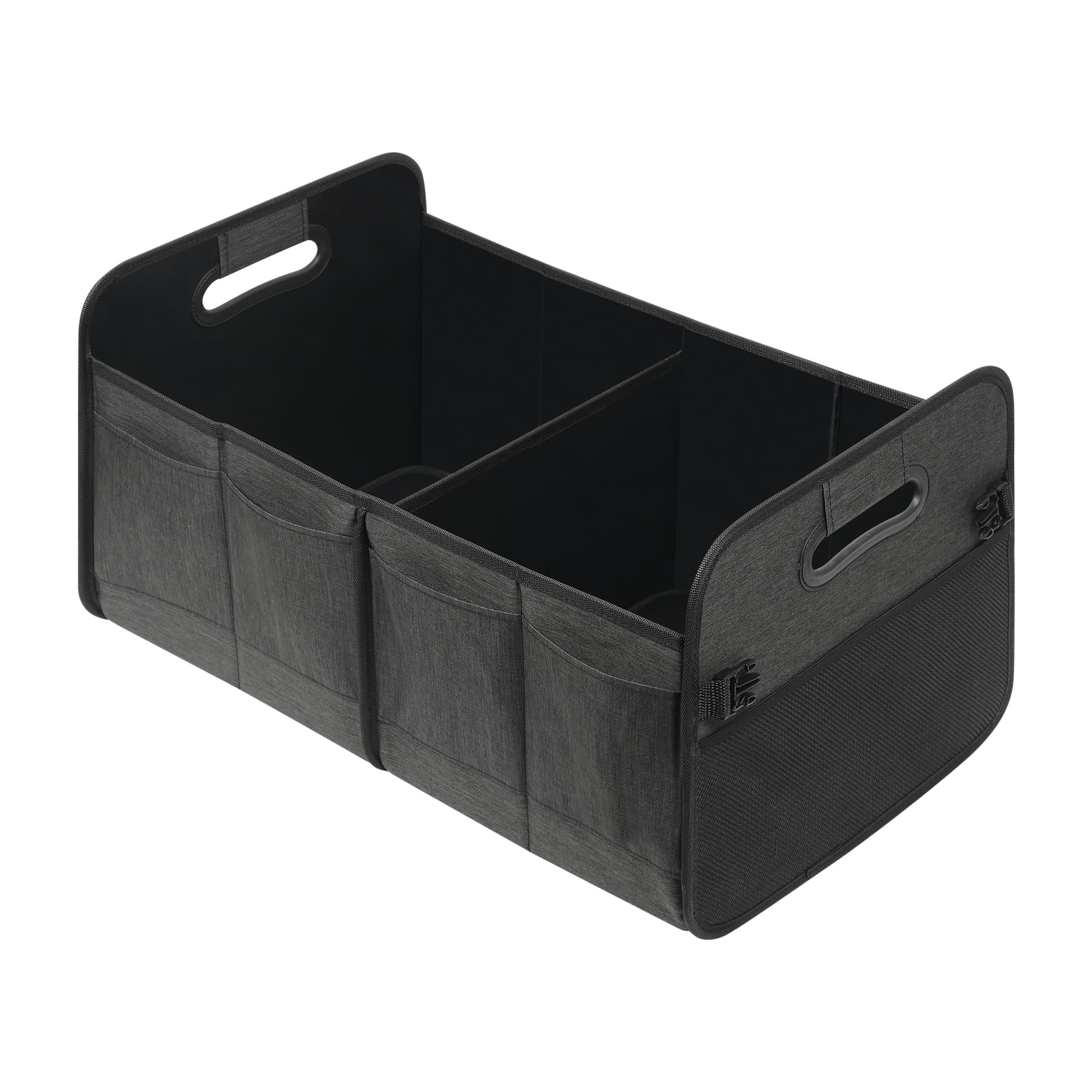 Automaze Trunk Organiser For Cars & SUV's, Foldable 2 Compartment Automotive Storage Box With 10 Pockets, Anti-Slip Velcro, Portable Boot Organiser