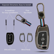 Automaze Metal 3 Button Flip Key Cover Compatible with Hyundai Cars With 3 Front Buttons, Model B3B