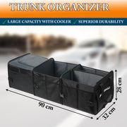 Automaze Sturdy Car Trunk Organizer with Premium Insulation Cooler Bag, Foldable Car Boot Organiser For SUV's, Multi Compartment Trunk Bag