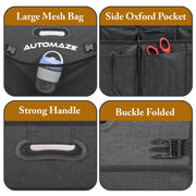 Automaze Trunk Organiser For Cars & SUV's, Foldable 2 Compartment Automotive Storage Box With 10 Pockets, Anti-Slip Velcro, Portable Boot Organiser