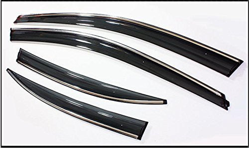 Automaze Side Wind-ow Deflector Rain Door Visor for Kia Sonet All Models | Chrome/Silver Line, Warranty, Set of 4 Pc, Unbreakable Material