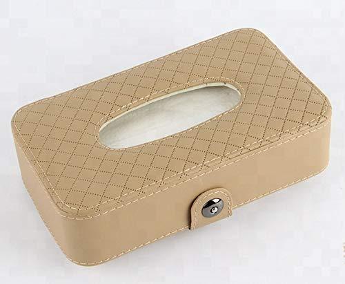 Beige tissue box holder installed in car seat