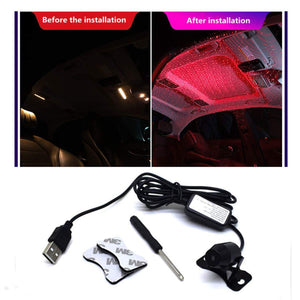 Atmosphere led light before installation & after installatoin in car