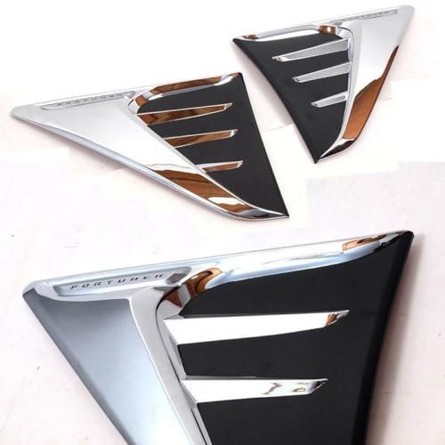 Fortuner 2016+ Side Vent chrome decorative hood cover installed on white SUV