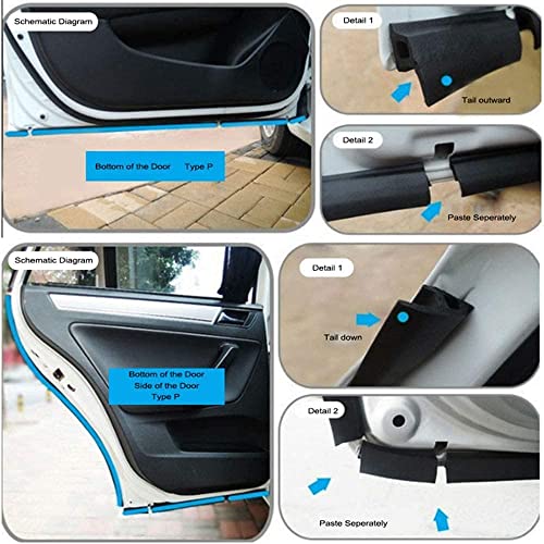 Automaze Car Door Rubber Beading Seal P Type 4M size diagram with adhesive tape backing
