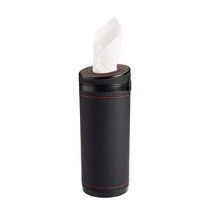 Automaze PU Leather Plus ABS, Car Cylindrical Cup Holder Tissue Holder Box with 3 Ply 40 Pulls Tissues (Black)