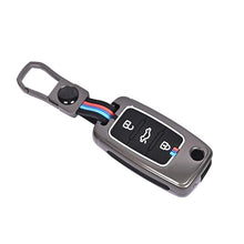 Load image into Gallery viewer, Automaze Metal 3 Button Flip Key Cover Compatible with Volkswagen Cars with 3 Front Buttons (Zinc Alloy + Silicone, 3 Button), VW-A Model
