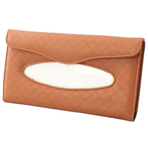 Car Sun Visor Back Seat Tissue Napkin Box Holder for Car-Brown