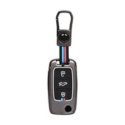 Automaze Metal 3 Button Flip Key Cover Compatible with Volkswagen Cars with 3 Front Buttons (Zinc Alloy + Silicone, 3 Button), VW-A Model
