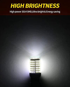 Automaze 1156 BA15S 180 Degree P21W Led Turn Signal Bulb, Front Rear Backup Light, Canbus Error Free, 2800Lumen 3014 Chipset 144SMD (Pack of 2)