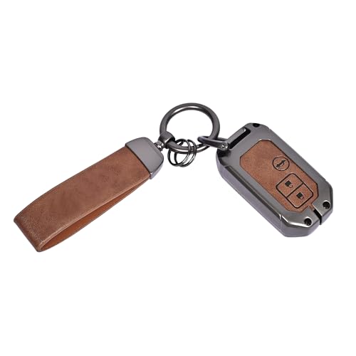 Metal 3 Button Keyless Key Cover premium zinc alloy and leather finish