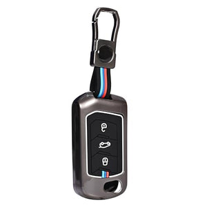 Automazd Metal 3 Button Flip Key Cover Compatible with Mahindra Scorpio, Marazzo | XUV 300, XUV 700 | XUV 400 EV | Bolero | Thar | TUV