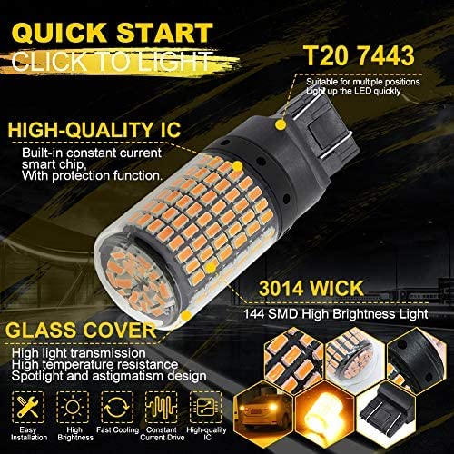 7443 7440 T20 LED Brake Reverse Light 144 SMD 12V built-in constant current IC protection system