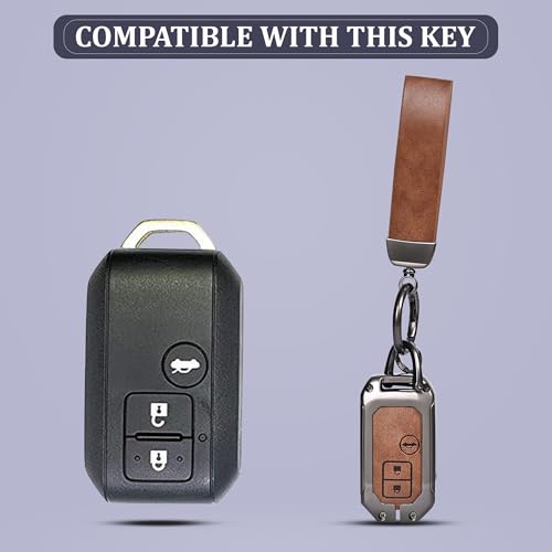Metal 3 Button Keyless Key Cover premium zinc alloy and leather finish